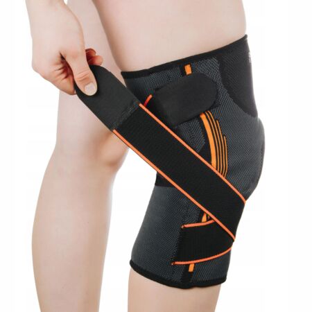 Stabilizator_Genunchi_Culoare_Negru_cu_Banda_Velcro_de_Fixare_si_Ajustare