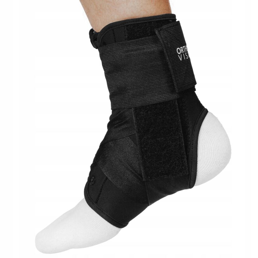 Branda Stabilizare Glezna cu Fixare pe Talpa Picior, Culoare Negru Lungime 24 cm