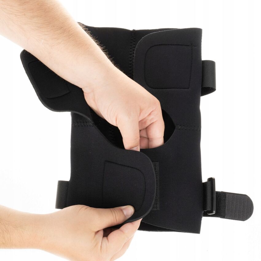 Genunchiera cu Stabilizare pe Rotula si Benzi Velcro pentru Ajustare, Culoare Negru Marime XXL 