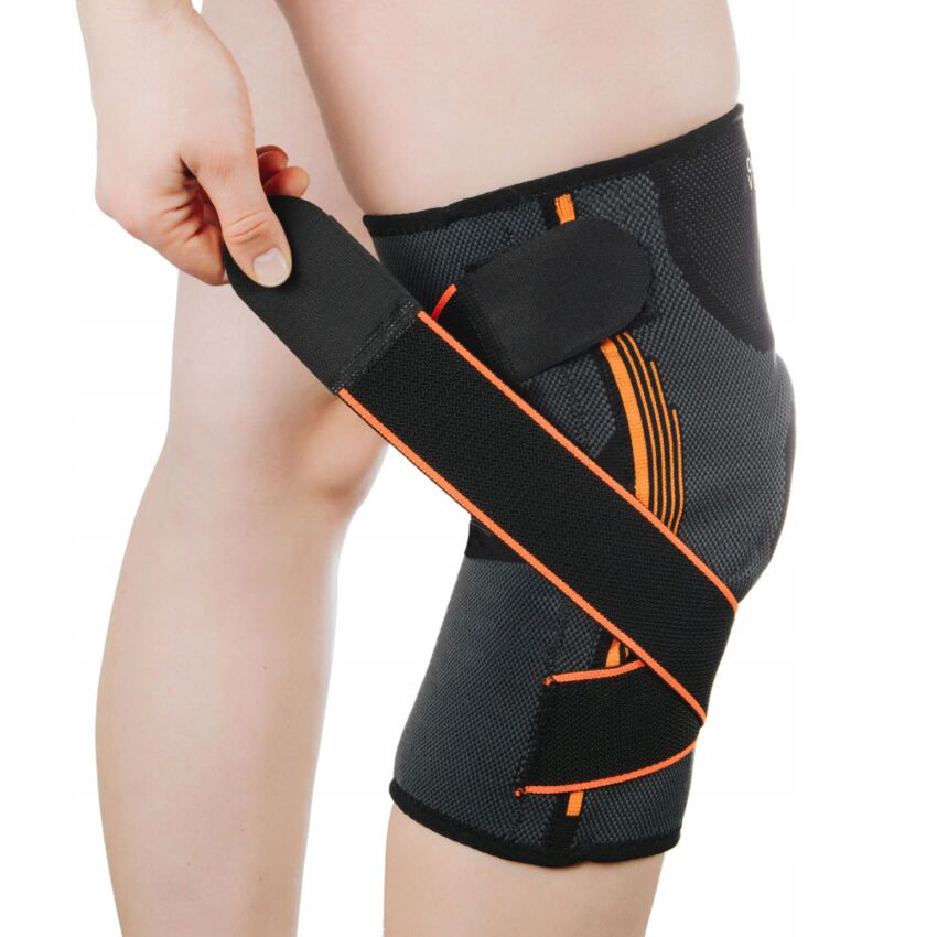Genunchiera Neopren Elastica cu Benzi Fixare si Ajustare cu Velcro Marime 3XL, Circumferinta Deasupra Genunchi 46-54 cm, Lungime 31cm
