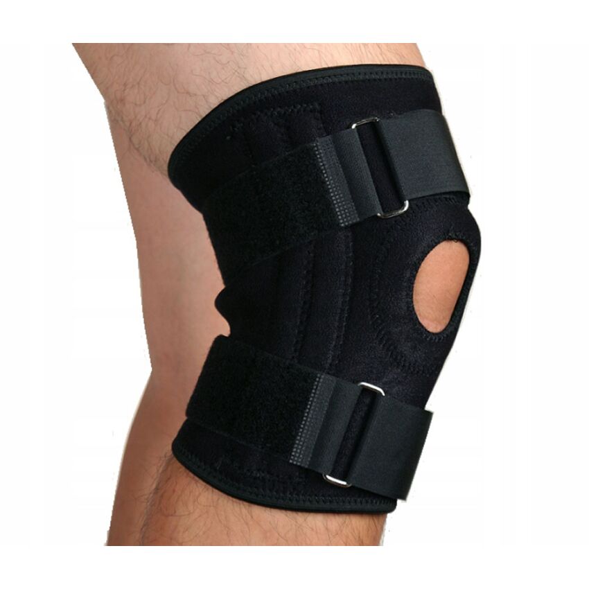 Genunchiera Neopren Inel Silicon Fixare Rotula Genunchi Culoare Negru