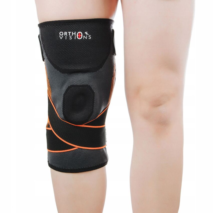Stabilizator Genunchi Culoare Negru cu Banda Velcro de Fixare si Ajustare