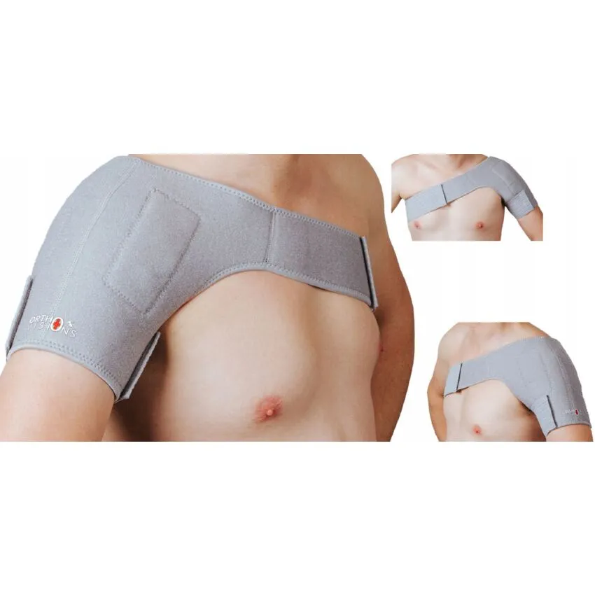 Stabilizator Magnetic pentru Umar cu Turmalina, Fixare Banda Velcro Circumferinta Brat 38-50 cm / Torace 70-104 cm Culoare Gri
