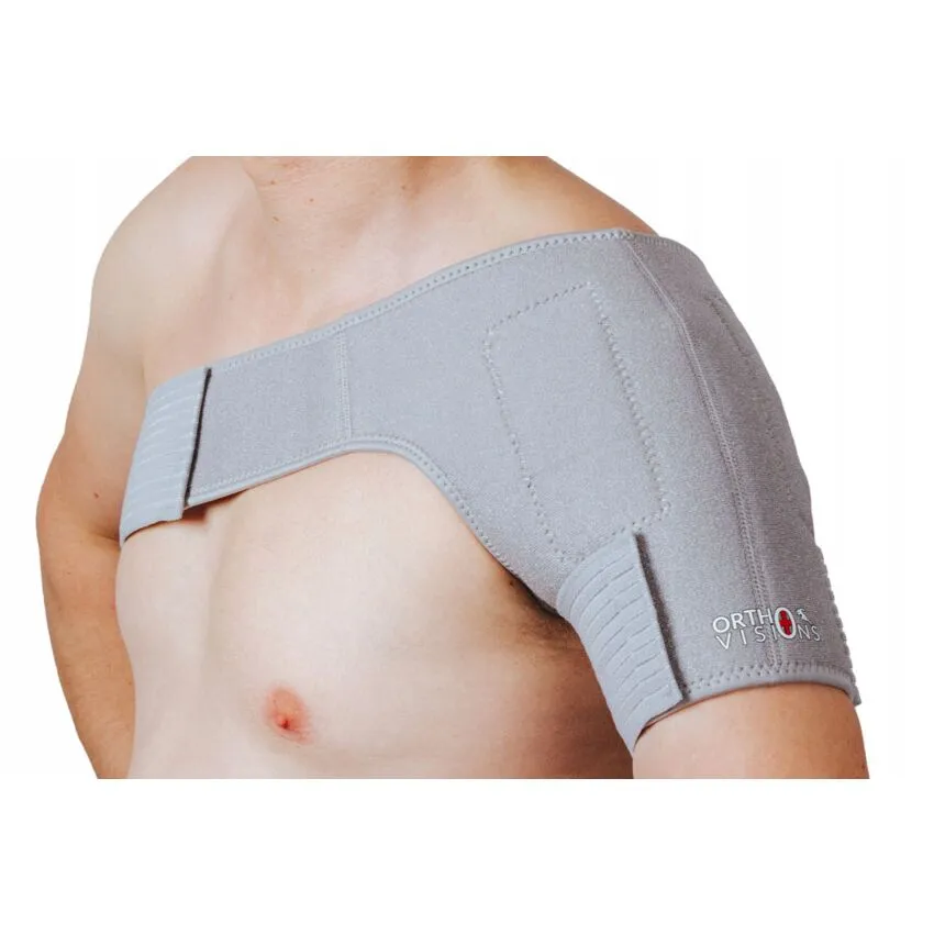 Stabilizator Magnetic pentru Umar cu Turmalina, Fixare Banda Velcro Circumferinta Brat 38-50 cm / Torace 70-104 cm Culoare Gri
