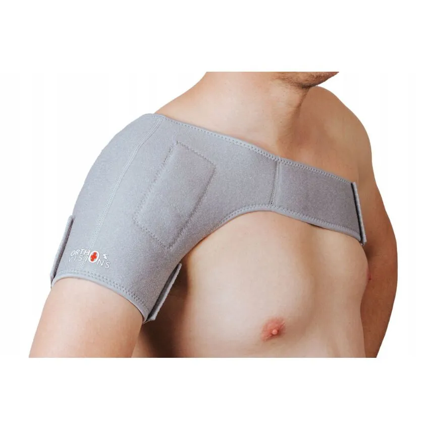 Stabilizator Magnetic pentru Umar cu Turmalina, Fixare Banda Velcro Circumferinta Brat 38-50 cm / Torace 70-104 cm Culoare Gri