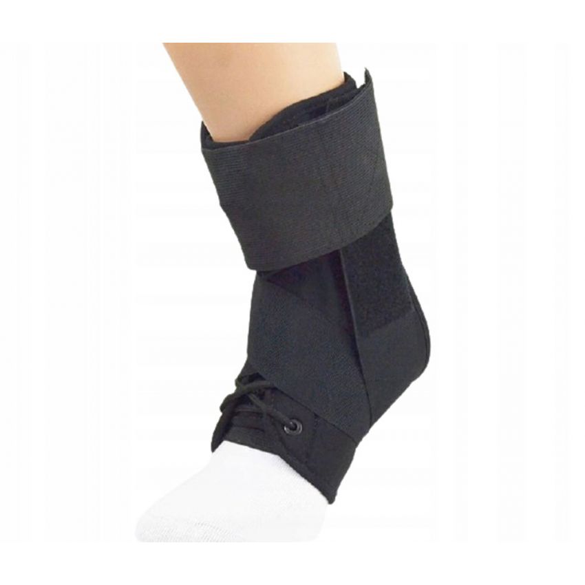 Branda Stabilizare Glezna cu Fixare pe Talpa Picior, Culoare Negru Lungime 24 cm