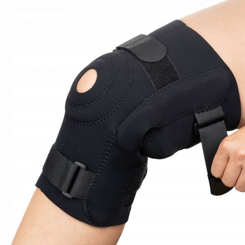 Genunchiera cu Stabilizare pe Rotula si Benzi Velcro pentru Ajustare, Culoare Negru Marime XXL 