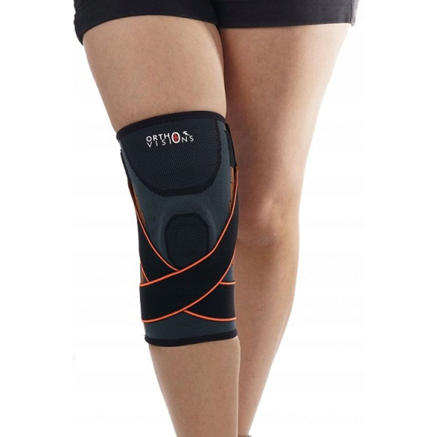 Stabilizator Genunchi Culoare Negru cu Banda Velcro de Fixare si Ajustare