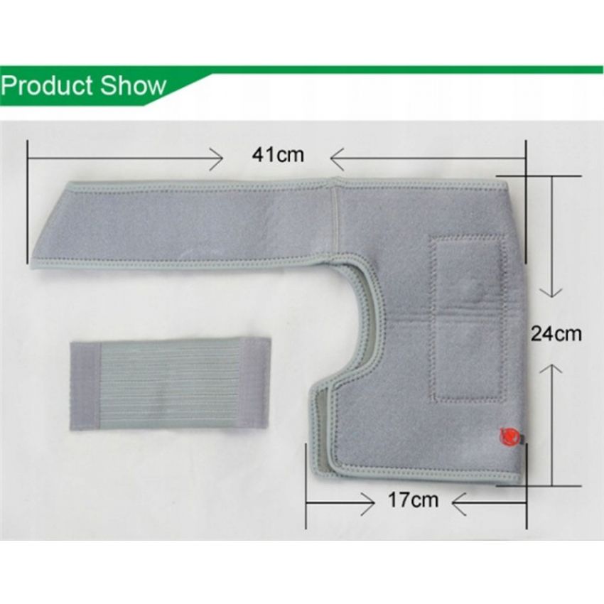 Stabilizator Magnetic pentru Umar cu Turmalina, Fixare Banda Velcro Circumferinta Brat 38-50 cm / Torace 70-104 cm Culoare Gri