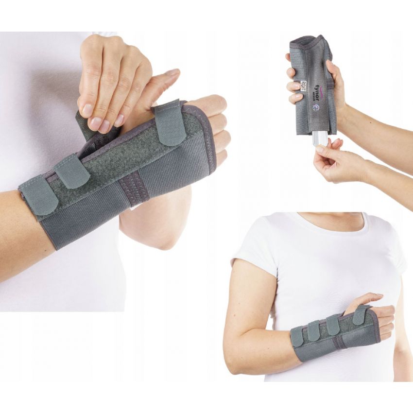 Suport Fixare Incheietura Mainii, Culoare Gri, Marimea M, Lungime 18 cm, Fixare Velcro, Model Elastic