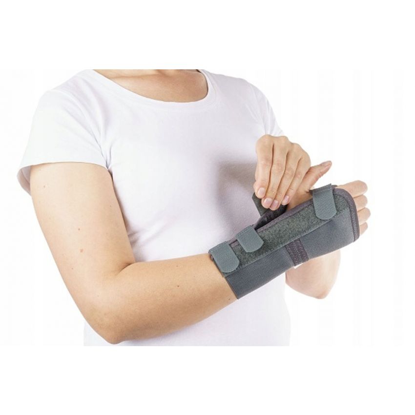 Suport Fixare Incheietura Mainii, Culoare Gri, Marimea M, Lungime 18 cm, Fixare Velcro, Model Elastic