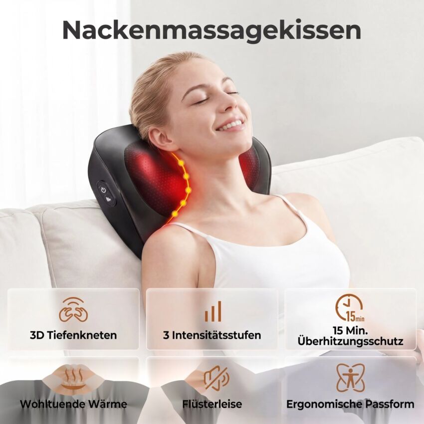 Aparat Masaj Cervical cu Incalzire si Shiatsu - Recuperare Rapida si Relaxare Profunda pentru Gat si Umeri