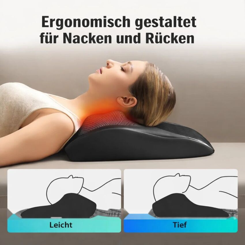 Aparat Masaj Cervical Shiatsu cu 3 Viteze si Incalzire pentru Relaxare Completa A Gatului, Spatelui si Taliei