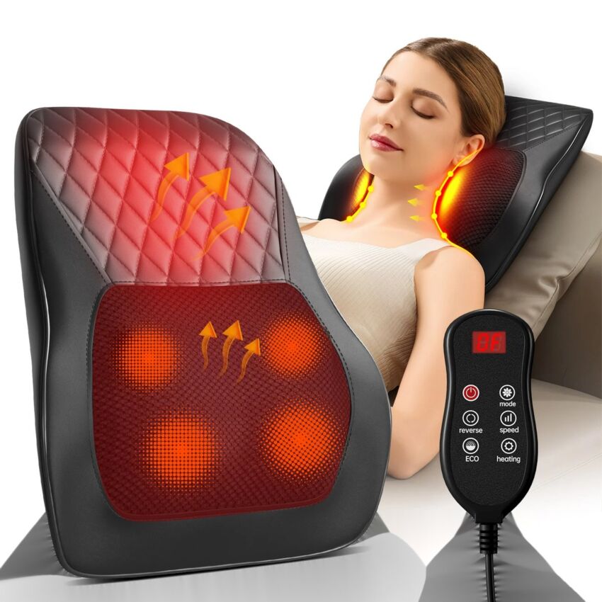 Aparat Masaj Cervical Shiatsu cu 3 Viteze si Incalzire pentru Relaxare Completa A Gatului, Spatelui si Taliei