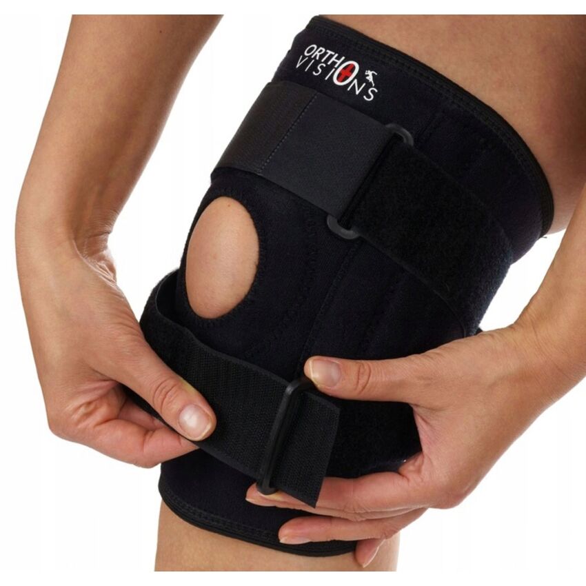 Genunchiera Neopren Inel Silicon Fixare Rotula Genunchi Culoare Negru