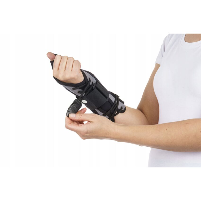 Stabilizator Incheietura Mana, Marimea M, Lungime, 24,5 cm, Culoare Negru, Fixare pe Degetul Mare, Ambidextru