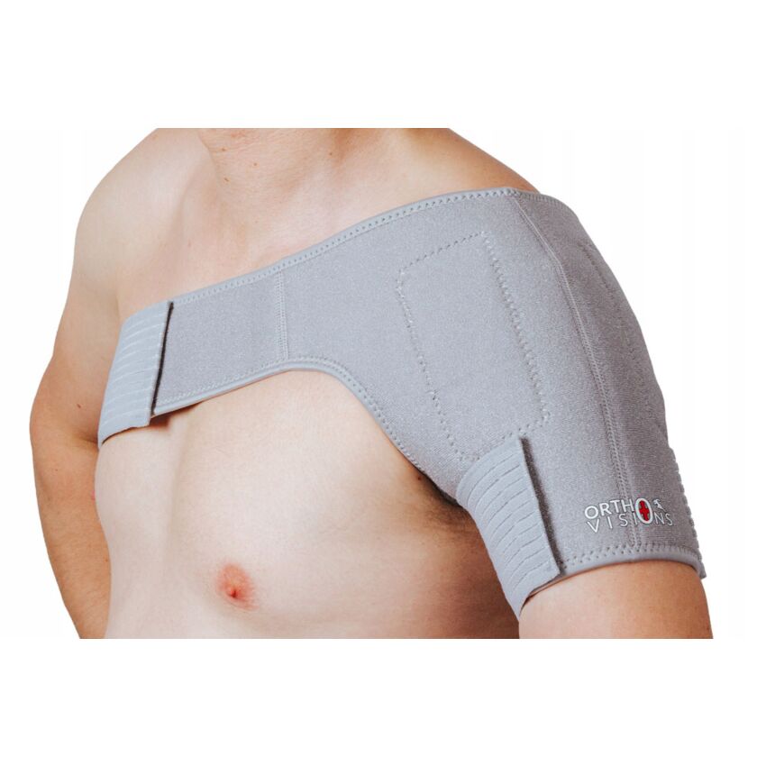 Stabilizator Magnetic pentru Umar cu Turmalina, Fixare Banda Velcro Circumferinta Brat 38-50 cm / Torace 70-104 cm Culoare Gri