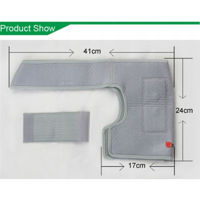 Stabilizator Magnetic pentru Umar cu Turmalina, Fixare Banda Velcro Circumferinta Brat 38-50 cm / Torace 70-104 cm Culoare Gri