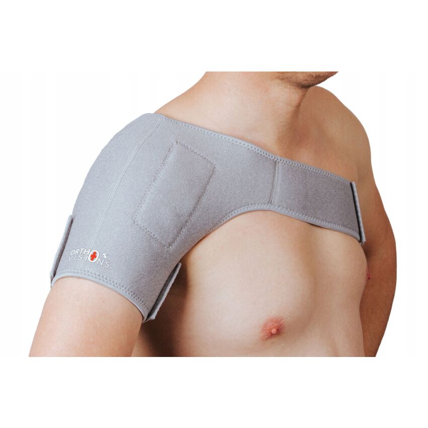 Stabilizator Magnetic pentru Umar cu Turmalina, Fixare Banda Velcro Circumferinta Brat 38-50 cm / Torace 70-104 cm Culoare Gri