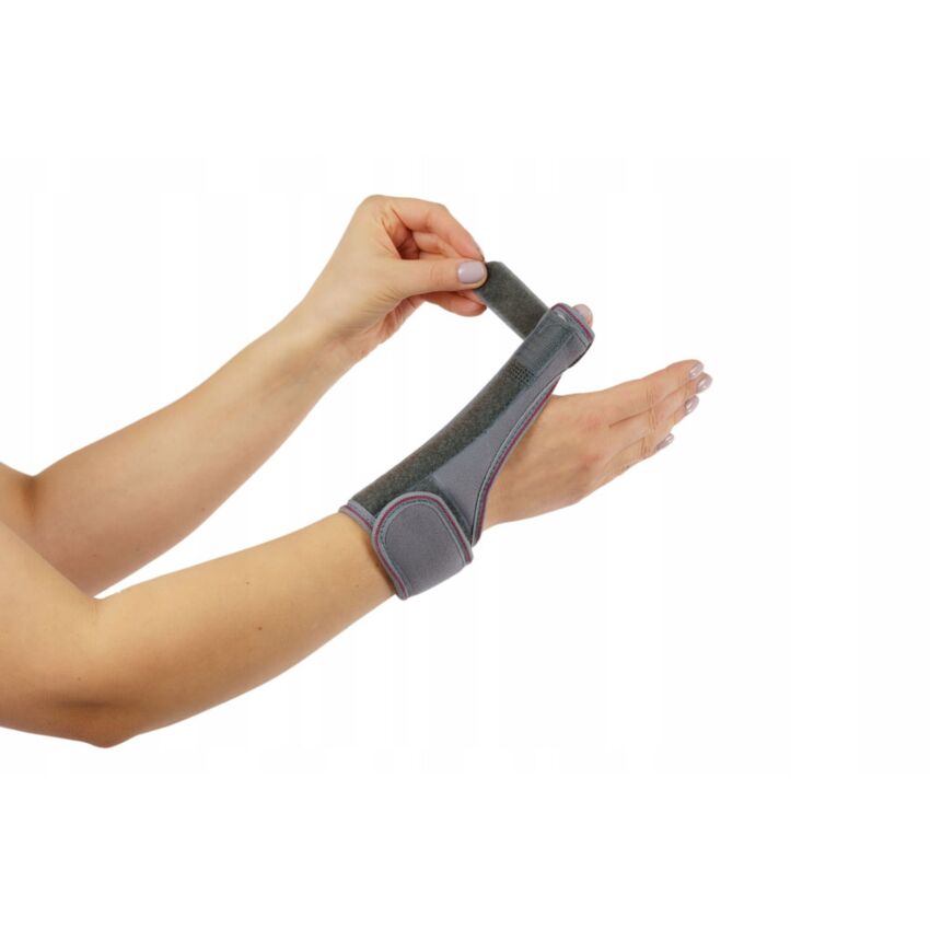 Suport Fixare Deget Mare Mana Culoare Gri, Circumferinta Brat 12.5-23.8 cm Marime Universala