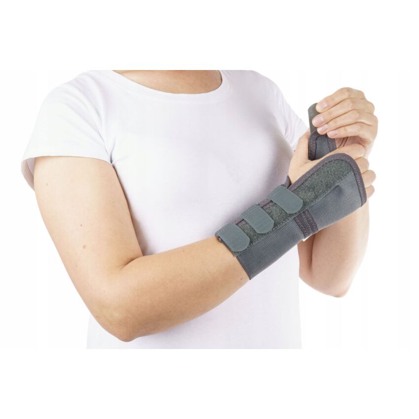 Suport Fixare Incheietura Mainii, Culoare Gri, Marimea M, Lungime 18 cm, Fixare Velcro, Model Elastic