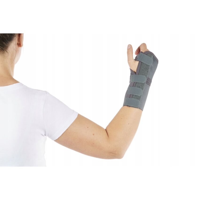 Suport Fixare Incheietura Mainii, Culoare Gri, Marimea M, Lungime 18 cm, Fixare Velcro, Model Elastic