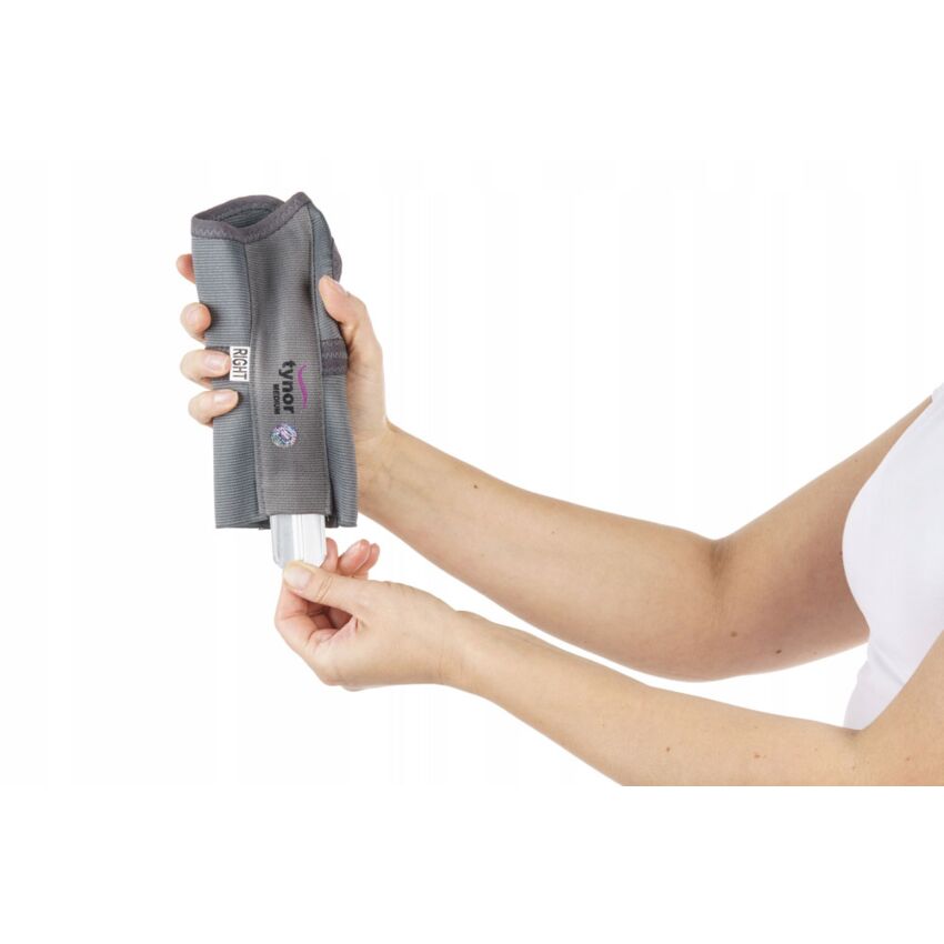 Suport Fixare Incheietura Mainii, Culoare Gri, Marimea M, Lungime 18 cm, Fixare Velcro, Model Elastic
